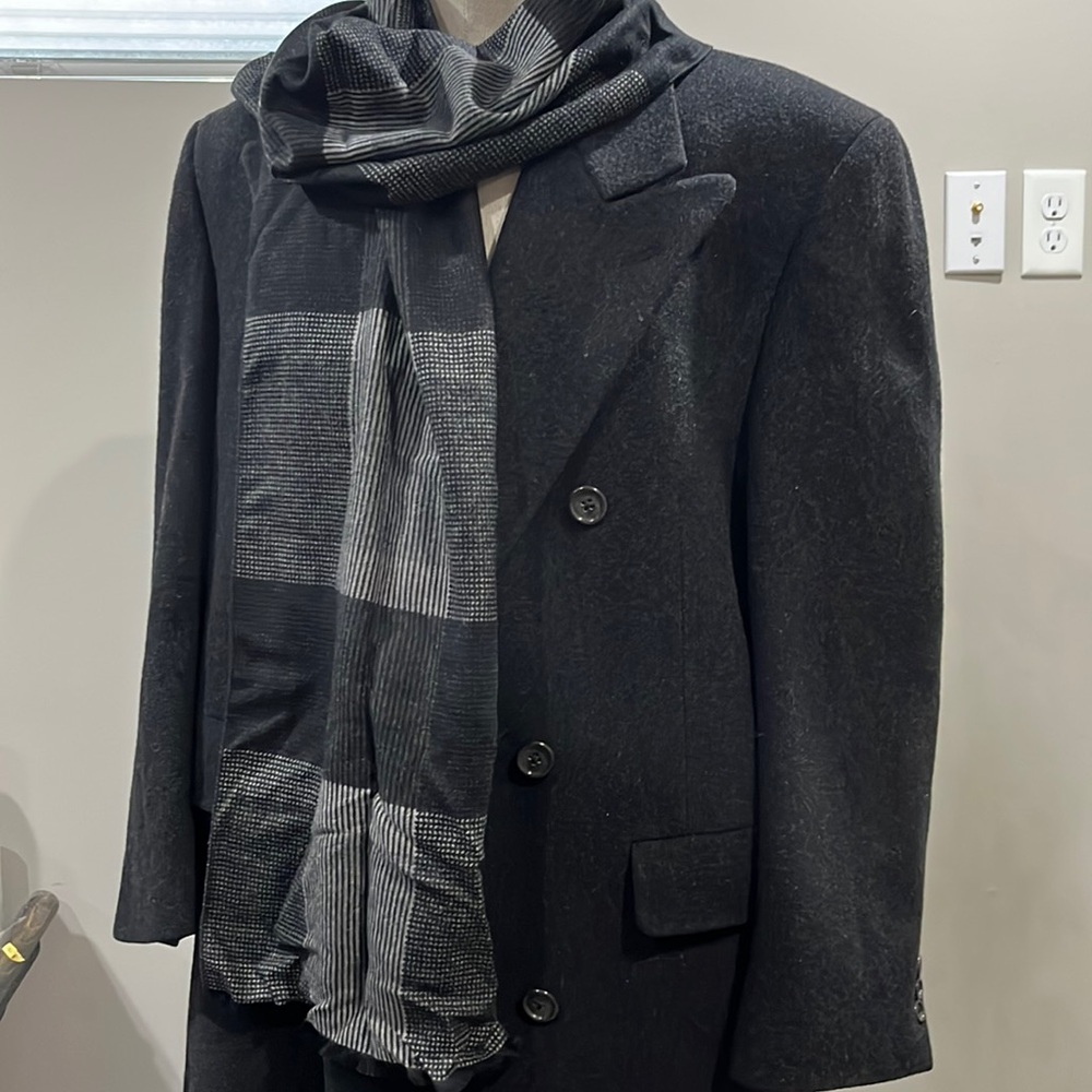 NEW Jos A Bank black gray check scarf